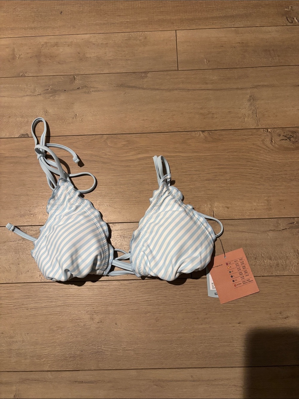 Shade & Shore Light Blue and White Striped Triangle Bikini Top small 4-6 NWT